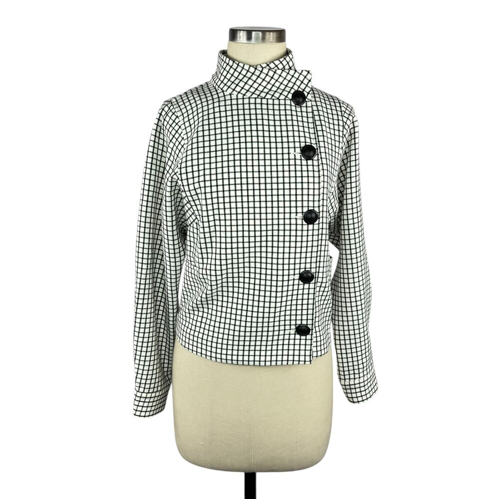 CABI‎ Black White Osaka Nights Windowpane Jacket Women's Size XS #3173 Preppy